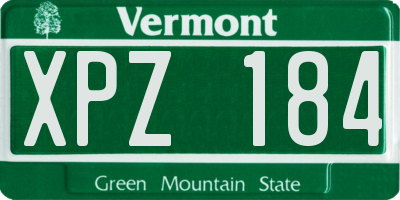 VT license plate XPZ184