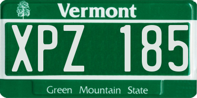 VT license plate XPZ185