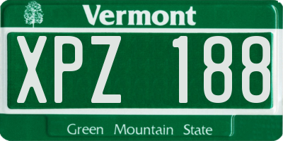 VT license plate XPZ188
