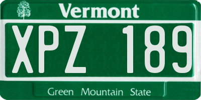 VT license plate XPZ189