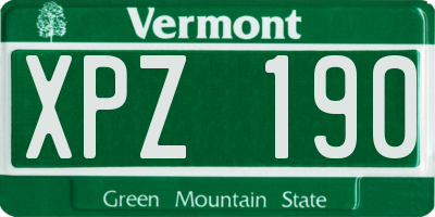 VT license plate XPZ190