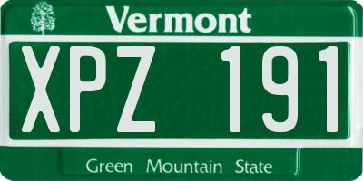 VT license plate XPZ191