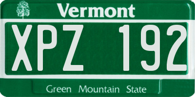 VT license plate XPZ192