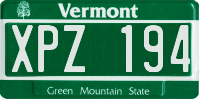 VT license plate XPZ194