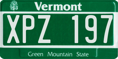 VT license plate XPZ197