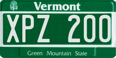 VT license plate XPZ200