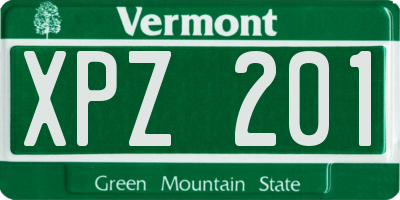 VT license plate XPZ201