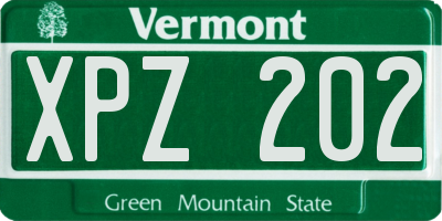 VT license plate XPZ202