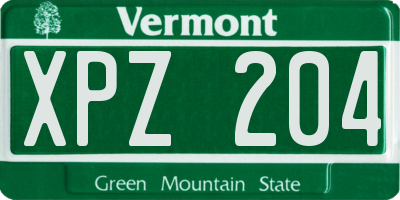 VT license plate XPZ204