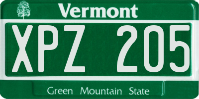 VT license plate XPZ205