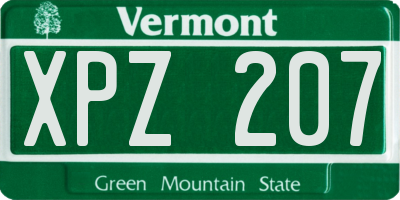 VT license plate XPZ207