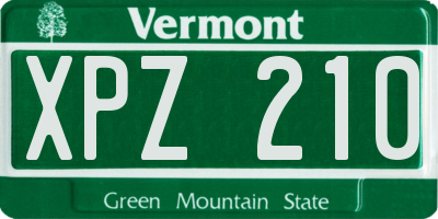 VT license plate XPZ210
