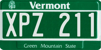 VT license plate XPZ211