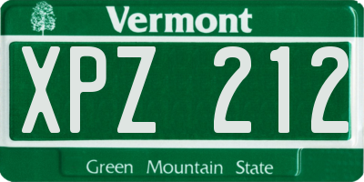 VT license plate XPZ212