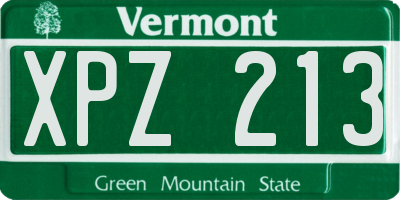 VT license plate XPZ213