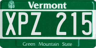 VT license plate XPZ215