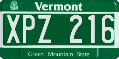 VT license plate XPZ216
