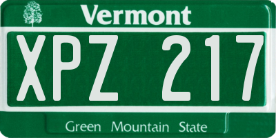 VT license plate XPZ217