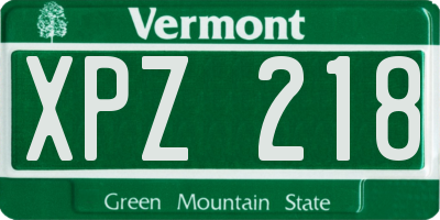 VT license plate XPZ218