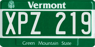 VT license plate XPZ219