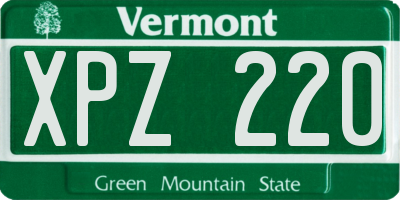 VT license plate XPZ220