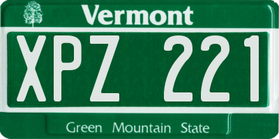 VT license plate XPZ221