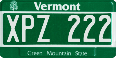 VT license plate XPZ222