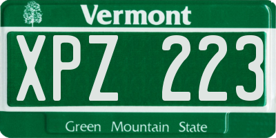 VT license plate XPZ223