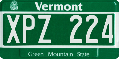VT license plate XPZ224