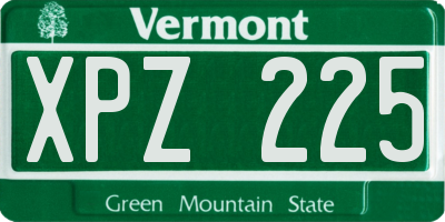 VT license plate XPZ225