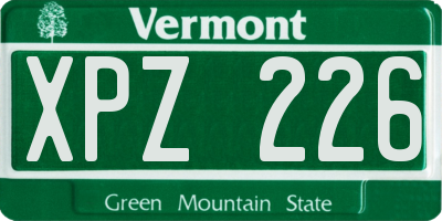 VT license plate XPZ226