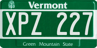 VT license plate XPZ227