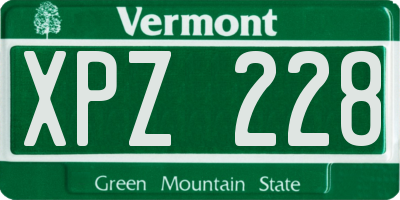 VT license plate XPZ228