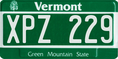 VT license plate XPZ229