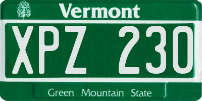 VT license plate XPZ230