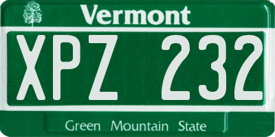 VT license plate XPZ232