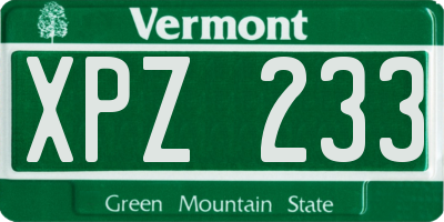 VT license plate XPZ233