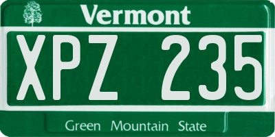 VT license plate XPZ235
