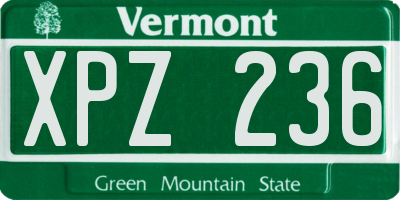 VT license plate XPZ236