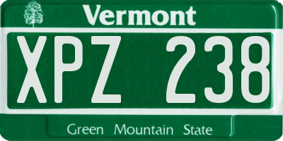 VT license plate XPZ238