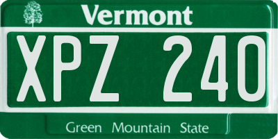 VT license plate XPZ240