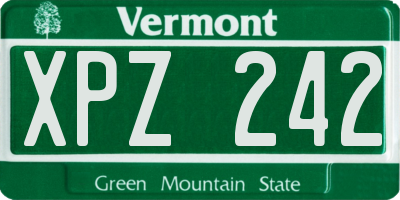 VT license plate XPZ242