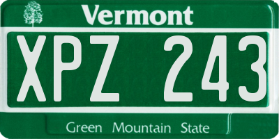 VT license plate XPZ243