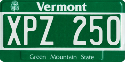 VT license plate XPZ250