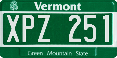 VT license plate XPZ251
