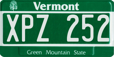 VT license plate XPZ252