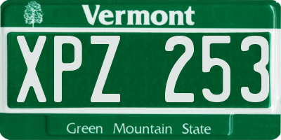 VT license plate XPZ253