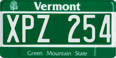 VT license plate XPZ254