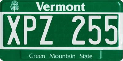 VT license plate XPZ255