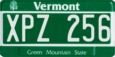 VT license plate XPZ256